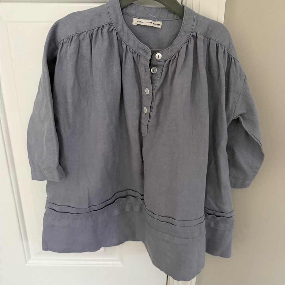 Soft Blue Girls' Henley Tunic Top - Bonpoint